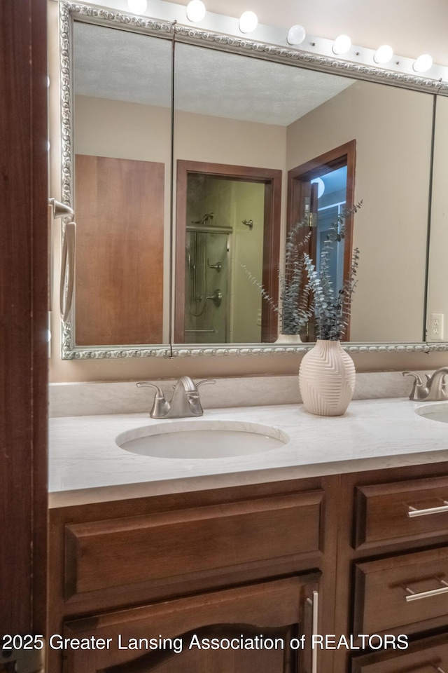 280 Winterberry Ln, Okemos, MI 48864 - full bathroom featuring double vanity and a stall shower