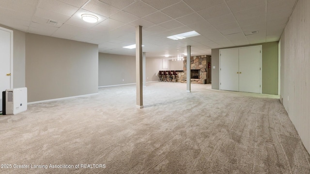 280 Winterberry Ln, Okemos, MI 48864 - finished below grade area featuring light carpet and a paneled ceiling