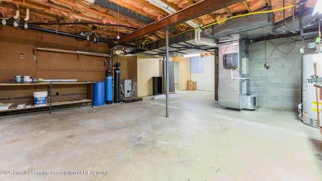 280 Winterberry Ln, Okemos, MI 48864 - unfinished basement with gas water heater and a water softener