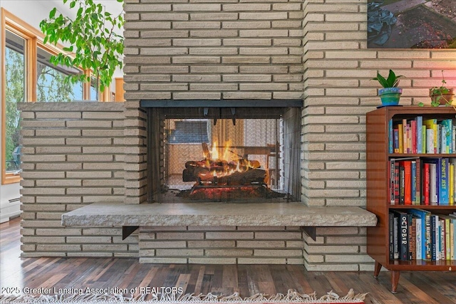 10138 Baron Blvd, Dimondale, MI 48821 - detailed view of wood finished floors and a fireplace