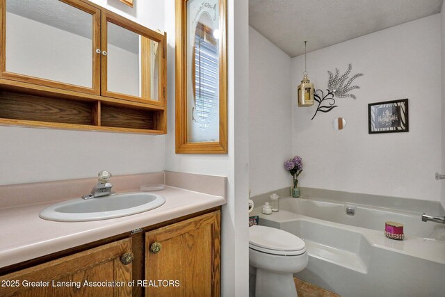 14235 Saxton Rd, Springport, MI 49284 - full bath with a bath, vanity, and vaulted ceiling