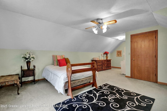 14235 Saxton Rd, Springport, MI 49284 - carpeted bedroom featuring lofted ceiling and a ceiling fan