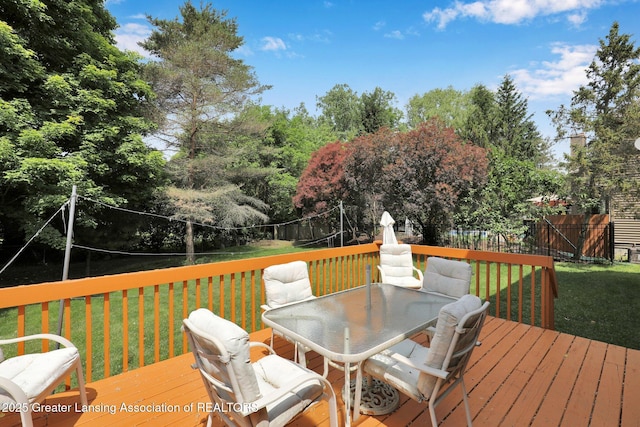1823 Cricket Ln, East Lansing, MI 48823 - wooden terrace featuring outdoor dining space