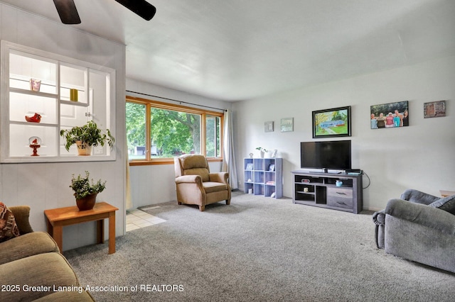 528 Thomas L Pkwy, Lansing, MI 48917 - living room with carpet flooring and ceiling fan