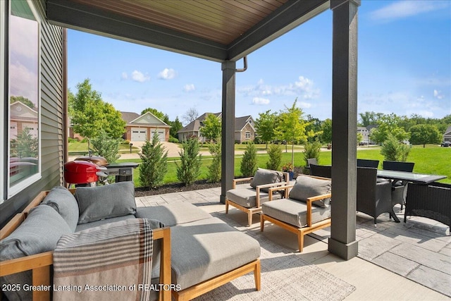 6102 Sleepy Hollow Ln, East Lansing, MI 48823 - view of patio / terrace with outdoor lounge area and a residential view