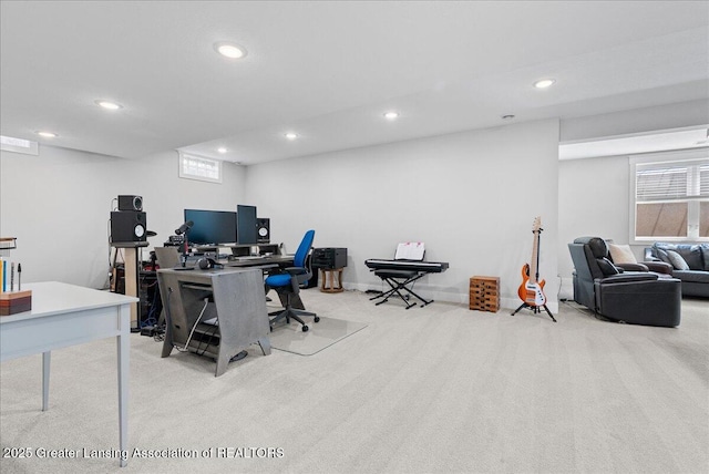 6102 Sleepy Hollow Ln, East Lansing, MI 48823 - office area featuring carpet flooring, recessed lighting, and healthy amount of natural light
