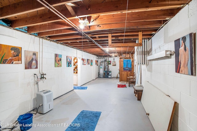 2782 Roseland Ave, East Lansing, MI 48823 - unfinished basement with gas water heater and concrete block wall