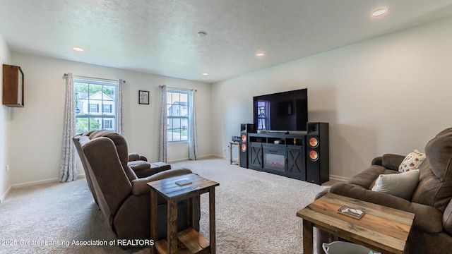 1118 River Oaks Dr, Dewitt, MI 48820 - living room featuring light carpet and recessed lighting