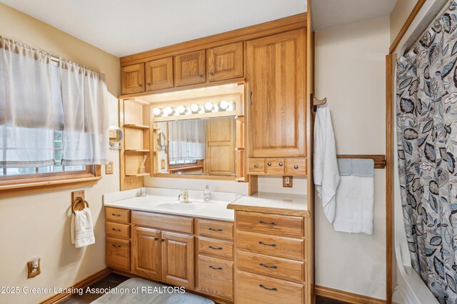 888 S Waverly Rd, Eaton Rapids, MI 48827 - full bathroom with vanity and shower / bath combo with shower curtain