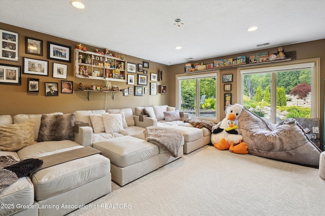 502 W Spring Meadows Ln, Dewitt, MI 48820 - living room with recessed lighting and carpet flooring