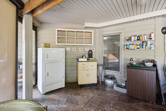 502 W Spring Meadows Ln, Dewitt, MI 48820 - laundry room with wooden walls and wooden ceiling