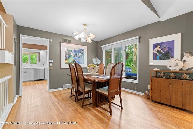 1122 Farwood Dr, East Lansing, MI 48823 - dining space featuring light wood finished floors and a chandelier