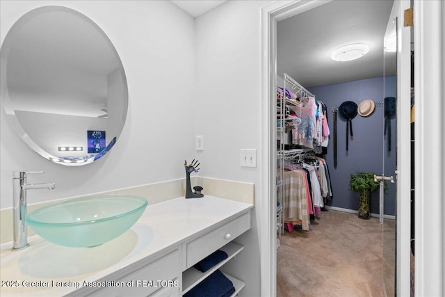 1122 Farwood Dr, East Lansing, MI 48823 - bathroom featuring vanity and a walk in closet