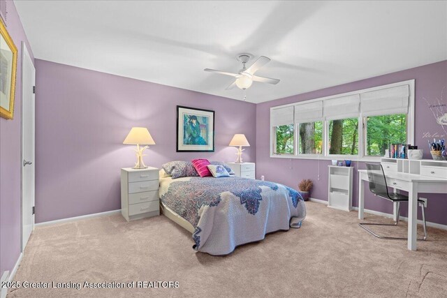 1122 Farwood Dr, East Lansing, MI 48823 - bedroom with carpet and ceiling fan