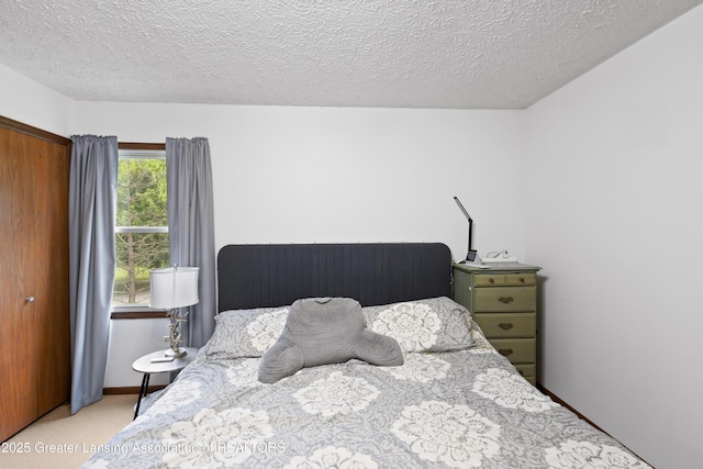 2440 Sower Blvd, Okemos, MI 48864 - bedroom with light colored carpet, a textured ceiling, and a closet