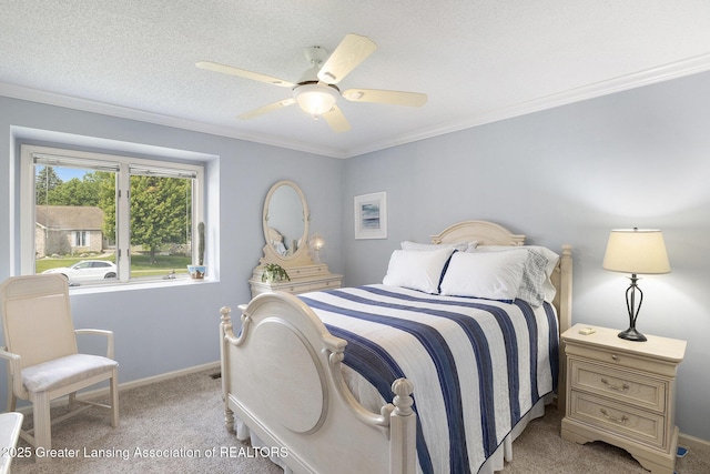 2352 Kings Cross N, East Lansing, MI 48823 - bedroom featuring light colored carpet, crown molding, and ceiling fan