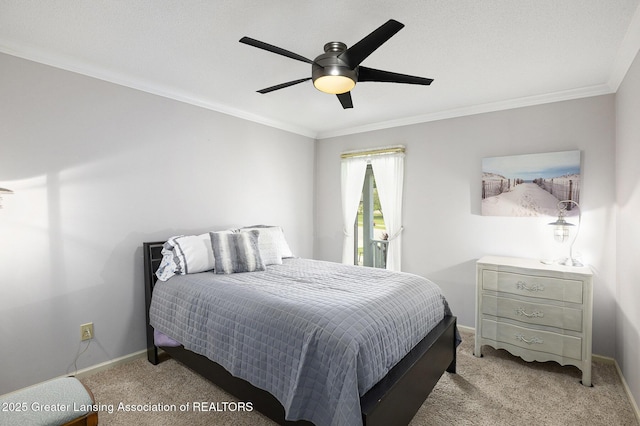 2352 Kings Cross N, East Lansing, MI 48823 - carpeted bedroom featuring ornamental molding and ceiling fan
