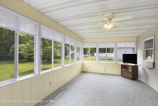 2352 Kings Cross N, East Lansing, MI 48823 - unfurnished sunroom with plenty of natural light and a ceiling fan