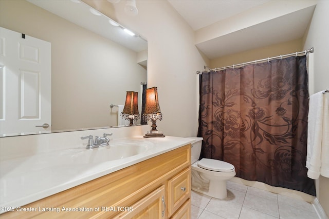 6378 E Island Lake Dr, East Lansing, MI 48823 - full bath with vanity, tile patterned flooring, and a shower with shower curtain