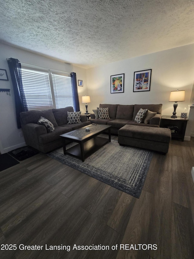 1755 Maisonette Dr, Lansing, MI 48911 - living room featuring wood finished floors and a textured ceiling