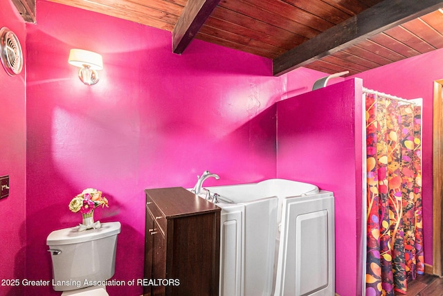 203 Branson Bay Dr, Mason, MI 48854 - laundry area featuring wood ceiling