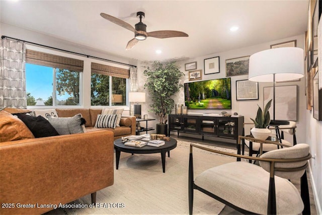 2905 Moccasin Dr, Dewitt, MI 48820 - living room with a ceiling fan and recessed lighting