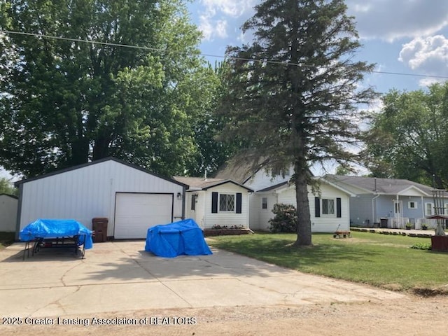 4701 W Channel Dr, Stanton, MI 48888 - ranch-style house with a front yard and concrete driveway