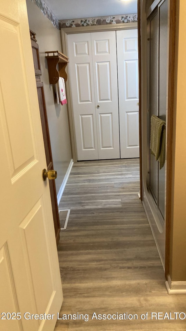 4701 W Channel Dr, Stanton, MI 48888 - corridor with wood finished floors and baseboards