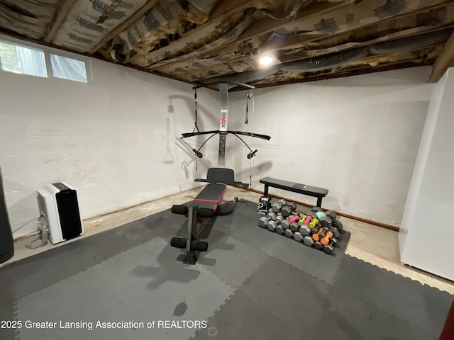 4175 Marshall Rd, Charlotte, MI 48813 - exercise area featuring concrete block wall
