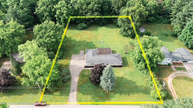 62 W Sherwood Rd, Okemos, MI 48864 - aerial view of property and surrounding area featuring property parcel outlined