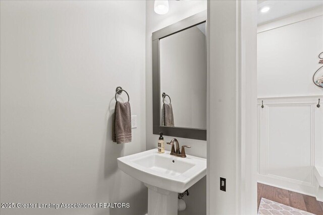 11167 Windswept Dr, Grand Ledge, MI 48837 - bathroom with wood finished floors and a sink