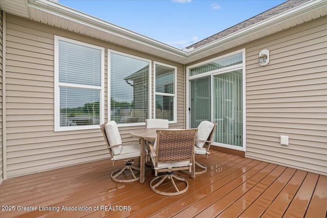 11167 Windswept Dr, Grand Ledge, MI 48837 - wooden terrace featuring outdoor dining space