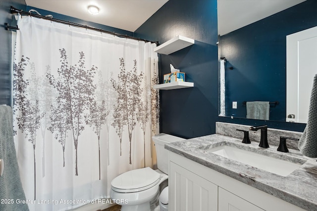 2605 College Rd, Holt, MI 48842 - full bath with vanity and a shower with shower curtain