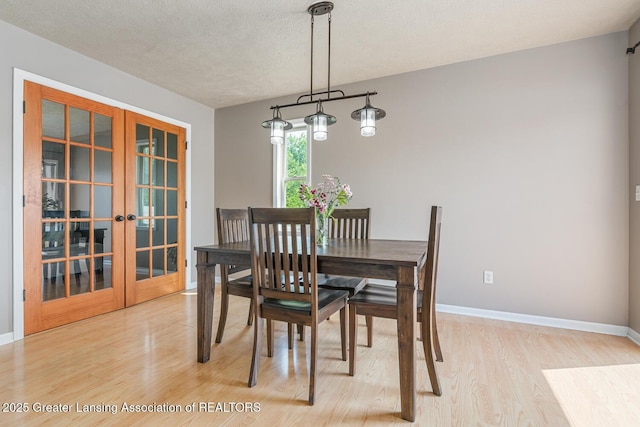 774 Tims View St, Potterville, MI 48876 - dining room featuring light wood finished floors, french doors, and a textured ceiling