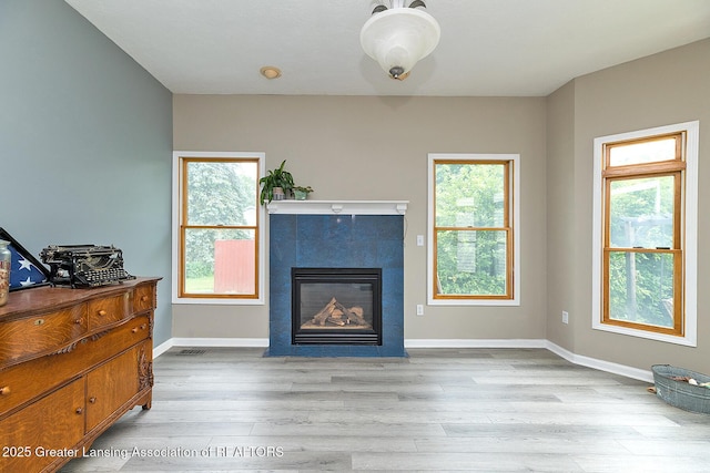 13689 Oneida Rd, Grand Ledge, MI 48837 - living room featuring wood finished floors and a fireplace