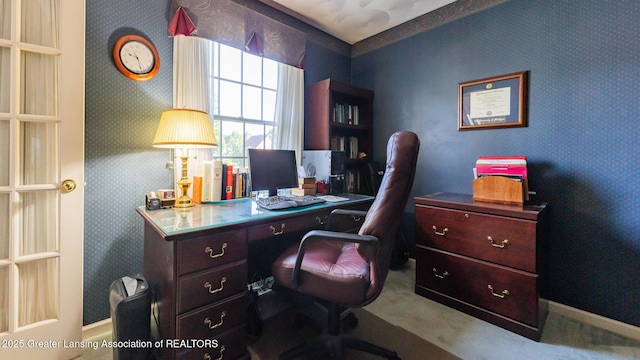 3888 Breckinridge Dr, Okemos, MI 48864 - carpeted office featuring wallpapered walls