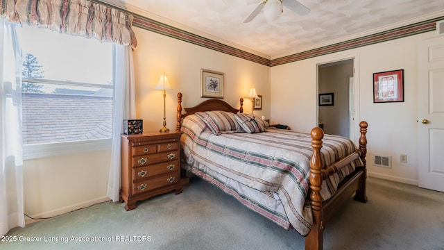 3888 Breckinridge Dr, Okemos, MI 48864 - bedroom featuring carpet, multiple windows, and ceiling fan