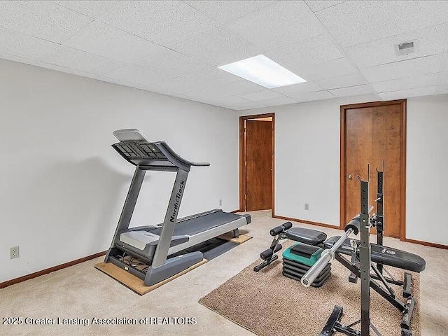 3619 W Arbutus Dr, Okemos, MI 48864 - exercise area with baseboards and carpet flooring