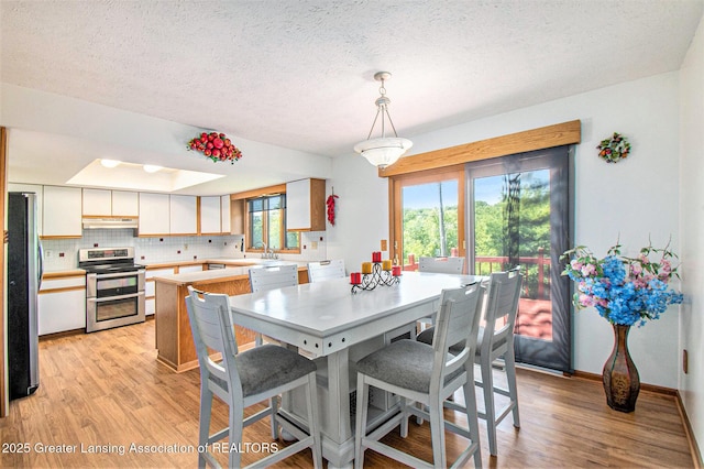 12829 Silver Ridge Dr, Grand Ledge, MI 48837 - dining room with light wood finished floors and a textured ceiling