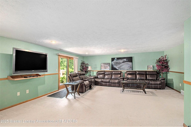 12829 Silver Ridge Dr, Grand Ledge, MI 48837 - living area featuring a textured ceiling and carpet floors
