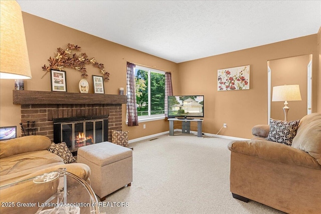 4538 Cranberry Ct, Lansing, MI 48917 - living area with carpet and a brick fireplace