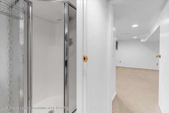 4538 Cranberry Ct, Lansing, MI 48917 - full bath featuring a shower stall and recessed lighting