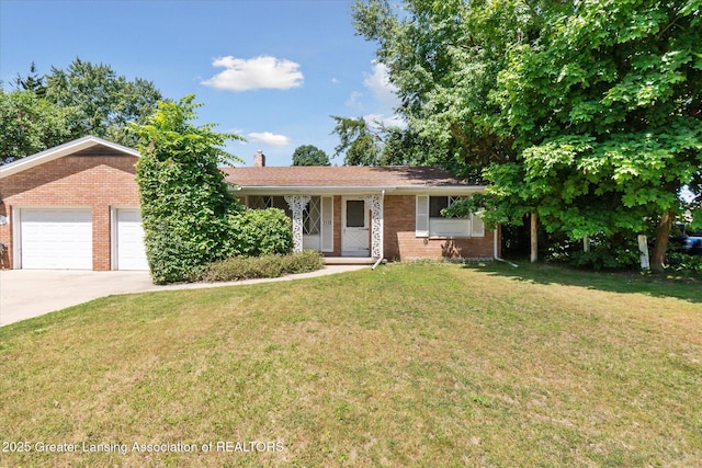 1117-1119 Blake Ave, Lansing, MI 48912 - single story home featuring brick siding, a front yard, driveway, and a chimney