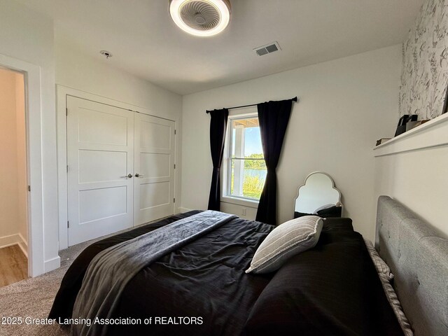 10993 Lakeside Dr, Perrinton, MI 48871 - bedroom with carpet flooring and a closet