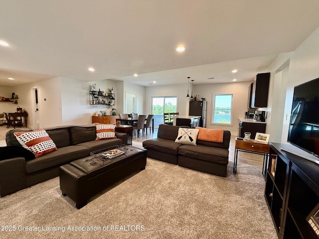 10993 Lakeside Dr, Perrinton, MI 48871 - carpeted living room featuring recessed lighting