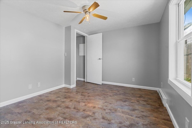 1116 Cooper Ave, Lansing, MI 48910 - empty room with a ceiling fan and baseboard heating