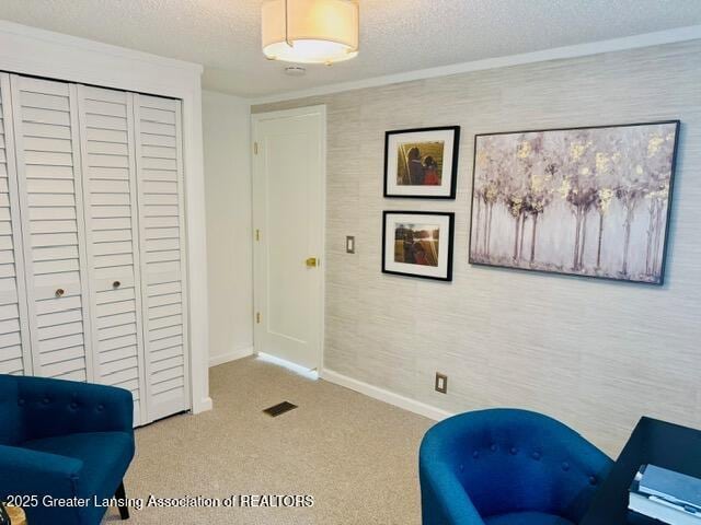 4340 Balmoral Dr, Lansing, MI 48911 - office space with a textured ceiling, carpet floors, and crown molding