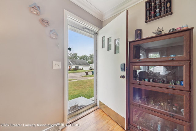 536 Hunter Blvd, Lansing, MI 48910 - entrance foyer with ornamental molding, wood finished floors, and healthy amount of natural light