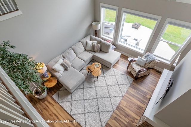 9655 Tobermory Dr, Haslett, MI 48840 - living area with wood finished floors and baseboards