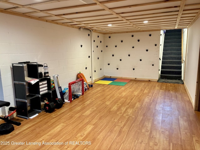1023 E Colonial Park Dr, Grand Ledge, MI 48837 - interior space featuring stairs and light wood-style floors